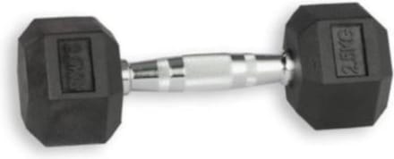 GorillaGrip Hex dumbbell 2,5 kg per stuk - Hexa halter rubber