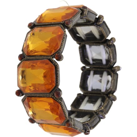 Behave – armband – amber bruin kleurig – antiek goudkleurig – elastisch – statement – nikkelvrij