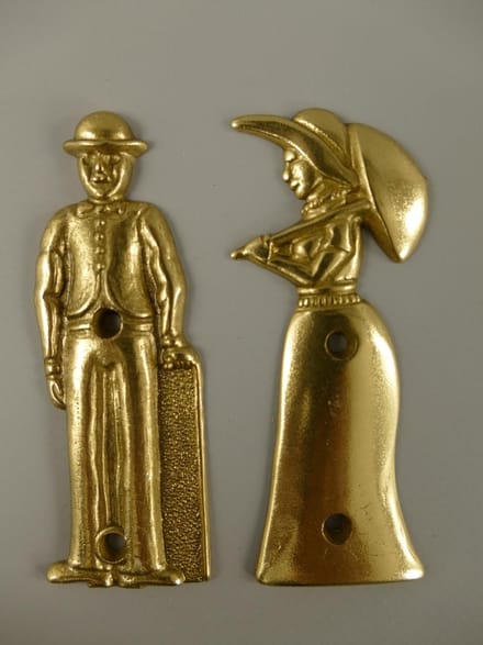 Toilet - borden - man - vrouw - messing - toiletbordjes
