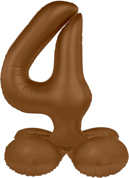 Staande Folieballon Cijfer 4 - Chocolade Bruin - Ultra Matt - 41 cm