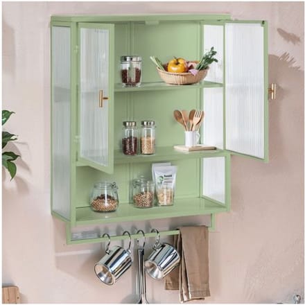 Armoire contemporaine - MUVOE - Buffet haut - 2 portes - Vert - Verre trempé vert