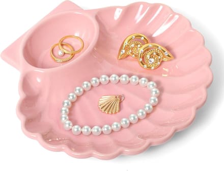 Sieraden Schaal - Schelp Bakje - Organiseren Sieraden - Gecombineerd Ringhouder - 16.5 cm Diameter - Roze