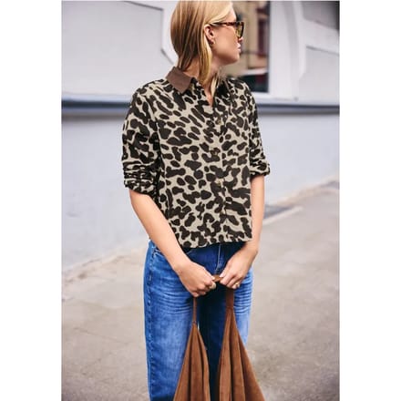Overhemd met lange mouwen van corduroy met print