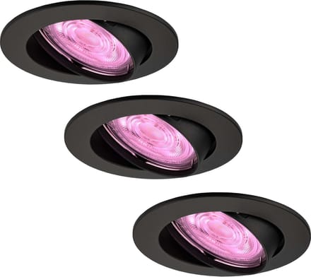 Ledvion - 3X SMART LED Inbouwspot Amsterdam - Zwart - Dimbaar