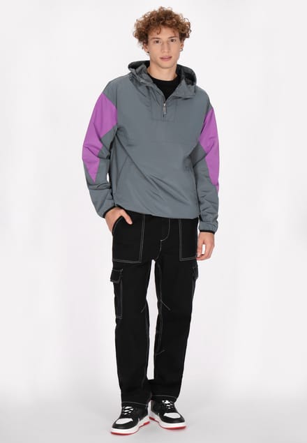Mo Blouson Heren Grijsblauw kleurblok