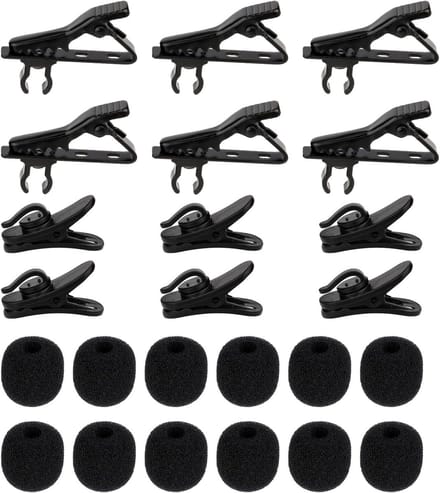 Famanu 24 stuks metalen microfoon stropdas clip microfoon windscherm microfoon draad clip kit, microfoon halsband clip vervangingen voor Lavalier microfoons