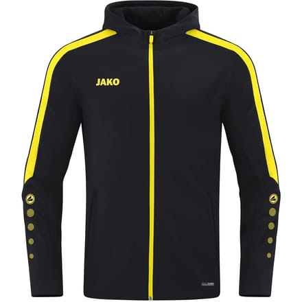 Jako Power Jas Met Kap Dames - Zwart / Geel | Maat: 34