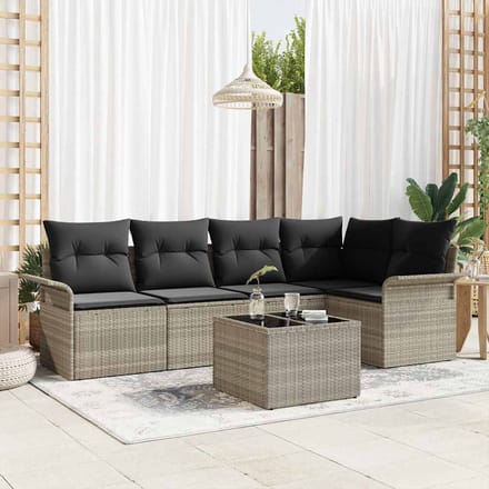 vidaXL - Tuinbank - Set - 6 - st - Grijs - poly - rattan