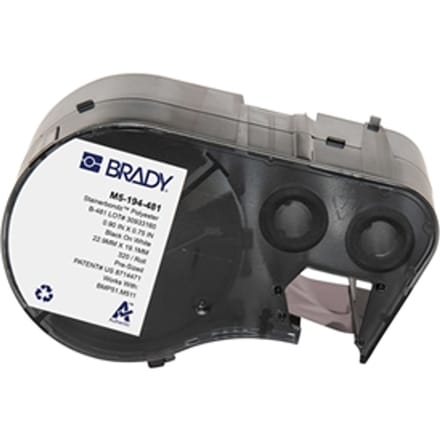 Brady M5-194-481 polyester labels zwart op wit | 19,05 mm x 22,86 mm (origineel)