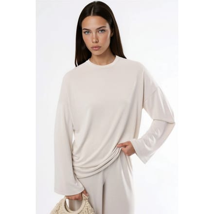 Ontspannen Pasvorm Crewneck Lange Mouwen Blouse