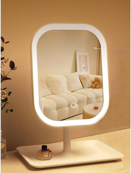 Make up Spiegel met Verlichting - 3 Lichtkleuren - Dimbaar - spiegel met lampjes - Smart Touch - USB Oplaadpoort