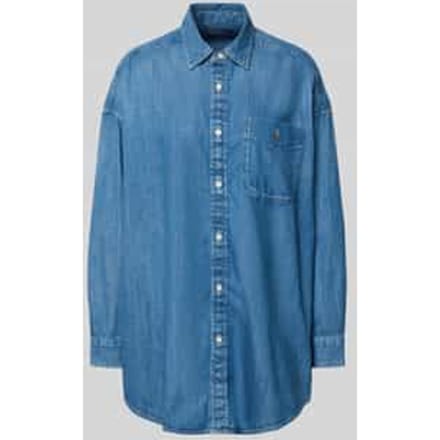 Oversized overhemdblouse in denimlook
