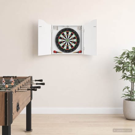 vidaXL - Dartbord - Kabinet - Wit - 56 - x - 12 - x - 63 - cm - Bewerkt - hout