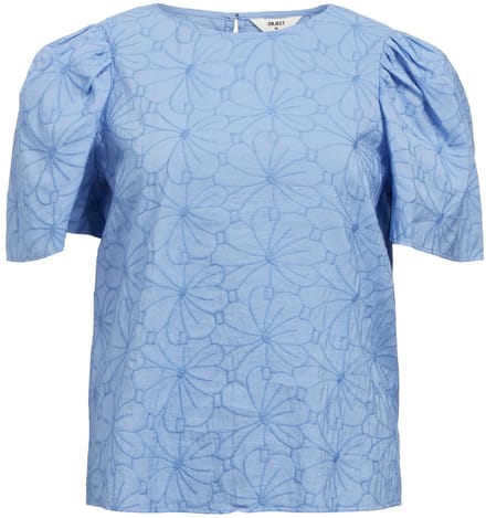 Object T-shirt Objilly S/s Re O-neck Top 138 23046466 Cornflower Blue Dames Maat - 38
