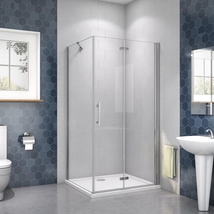 Douchecabine met Draaideur 80cm+ Zijwand 76cm, 6mm Nano Coating Chroom,185 cm hoog.