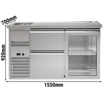GGM Gastro Biertheke Premium PLUS - 1550x700mm - 1 Glastür & 2 Schubladen