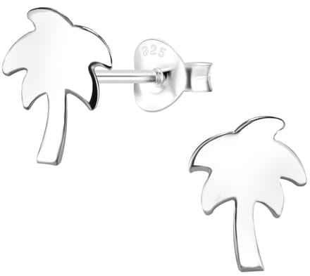 Joy|S - Zilveren Palmboom oorbellen - 8 x 10 mm - egaal