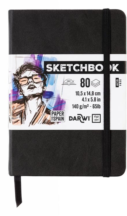 Darwi DFY - Schetsboek - A6 - 140 g - Zwart - 80 vellen