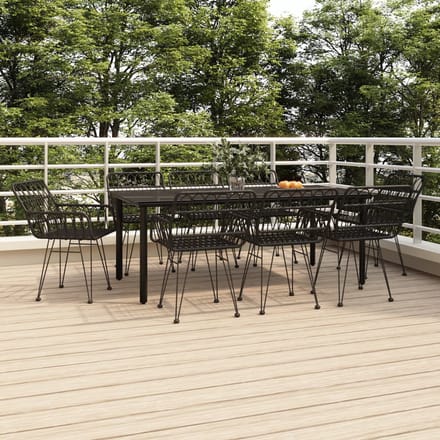 vidaXL - 9-delige - Tuinset - poly - rattan - zwart