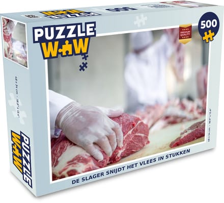 Puzzel De slager snijdt het vlees in stukken - Legpuzzel - Puzzel 500 stukjes