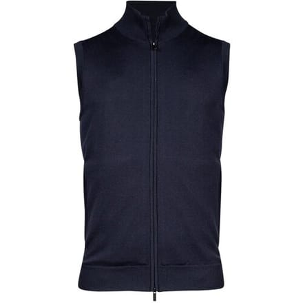 Thomas Maine Vest Cardigan Zip No Sleeve Double Knit Inner Cotton Layer Navy / male