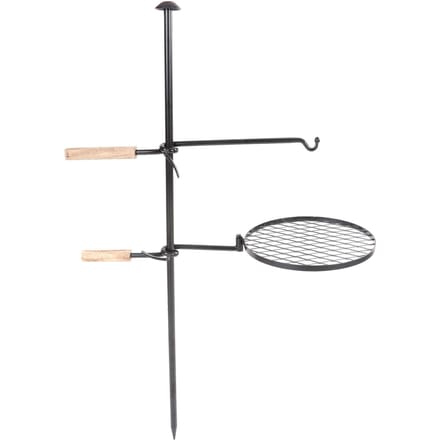 Buiten Barbecue Grill Stand Monterbaar Gietijzeren Grillrooster en Arm Set voor Kamperen Picknick gray
