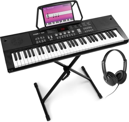 MAX KB15 Keyboard set met koptelefoon en keyboardstandaard - Ideaal voor beginners - Oplaadbare accu