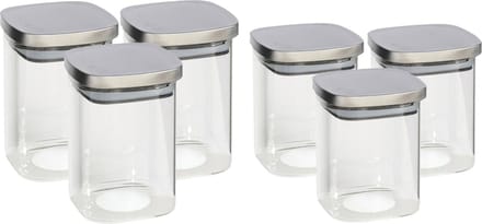 Gerim - 6x keuken voedsel voorraadpotten glas - 2 formaten 1400/1100 ml