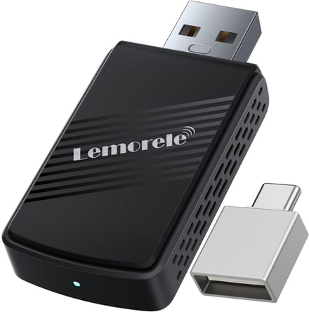 Lemorele P90 - Wireless CarPlay & Android Auto Adapter - 2-in-1 - Bluetooth 5.3 + 5.8GHz WiFi - Plug & Play - Compact Design