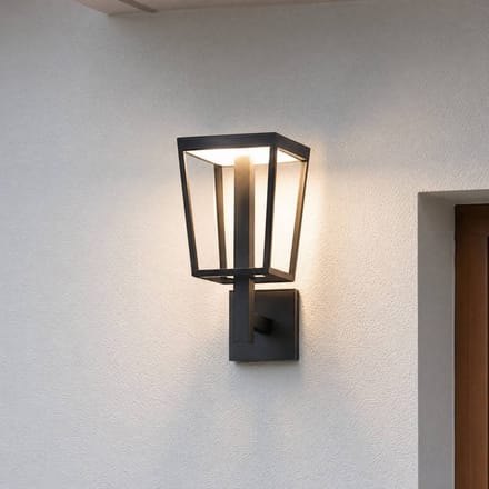 Lucande LED buiten wandlamp Lynx, 35,5 cm, zwart, IP44