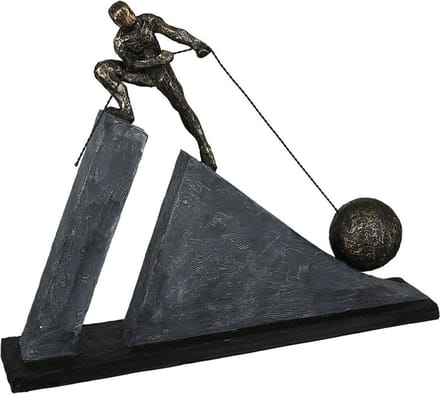 sculptuur toon van kracht - poly - man tilt steen
