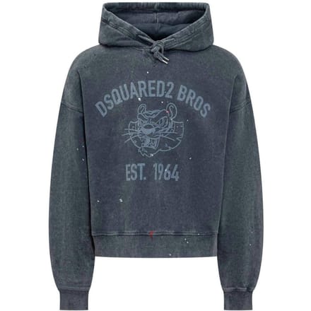 Dsquared2 Bros Est 1964 Logo Distressed Cypro Navy Blue Hoodie