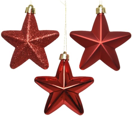 Kersthanger Ster rood dia7cm 6-dlg
