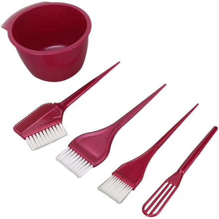 5 stuks Haarkleurverf Kit Nylon Vezel Borstels Mengkom Puntige Handgreep Haarkleurmiddelen brown