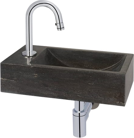 Saqu Nature Collection fonteinset met chromen kraan c-uitloop links natuursteen