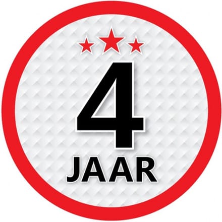 4 jaar leeftijd sticker - rond - Dia 15 cm - 4 jaar verjaardag - jubileum - leeftijd versiering