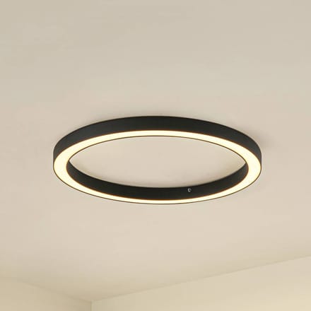 Lucande LED plafondlamp Neor, zwart, Ø 60 cm, CCT, dimbaar