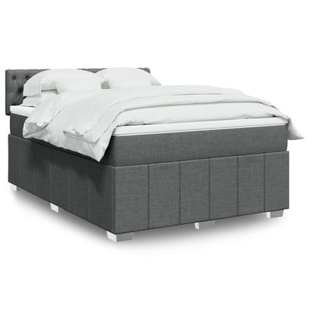 vidaXL - Boxspring - met - matras - stof - donkergrijs - 140x200 - cm