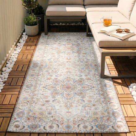 Fraai Wasbare loper - Domingo Mandala Wit - 80x180cm