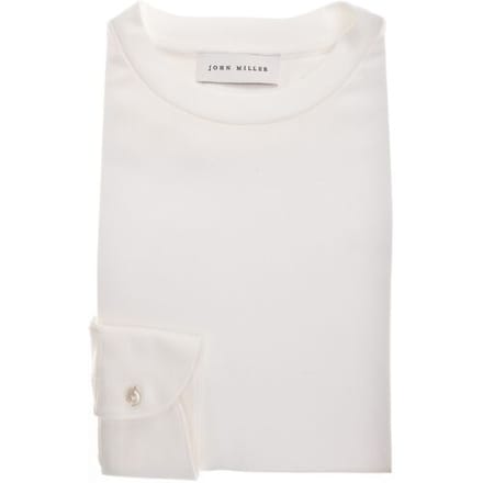 John Miller T-Shirt Round Neck Long Sleeve Jersey Solid Color Antiekwit / male