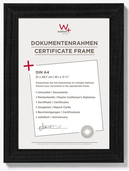 walther+ design HO130B Wissellijst Papierformaat: DIN A4 (b x h) 21 cm x 29.7 cm Zwart