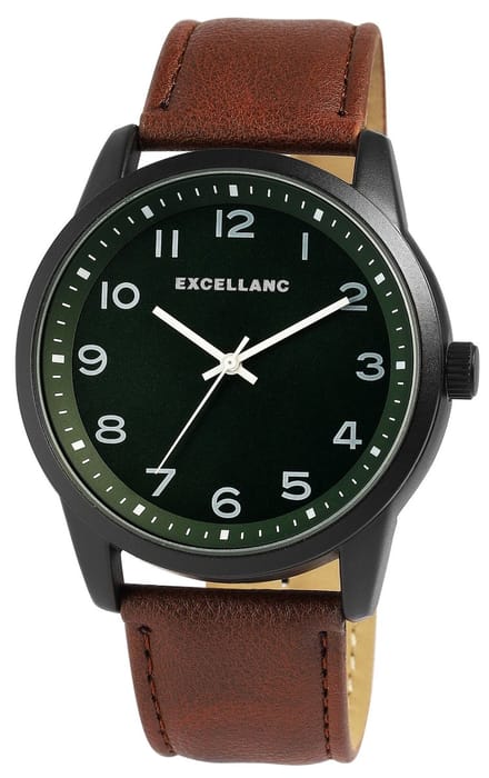 EXCELLANC Herenhorloge lederimitatie Mineraalglas