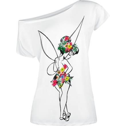 Peter Pan - Disney T-shirt - Tinker Bell - Flower Power - S tot XXL - voor Vrouwen - wit