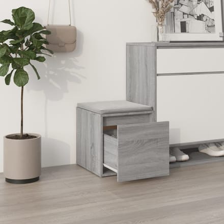vidaXL - Opbergbox - met - lade - 40,5x40x40 - cm - bewerkt - hout - grijs - sonoma - eik
