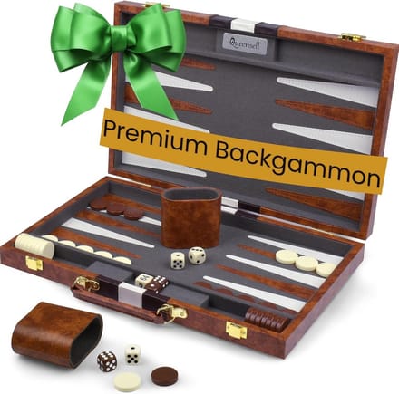 Backgammon Koffer – Luxe Backgammon Set – Lederen Bordspel – Reisspel Set - Draagbaar – Reisspel