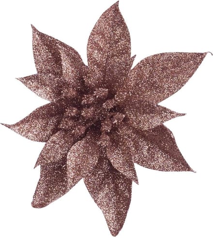 Cosy @ Home Kerstroos Clip Glitter Roze D15cm Kunsts