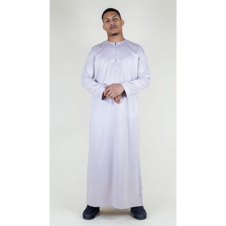 Beige Thobe-gewaad voor heren, satijn, Emirati-islamitische Jubba Eid, normale pasvorm