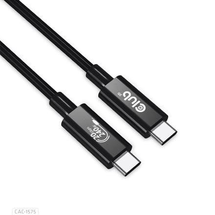 Club 3D USB4 Gen2x2 Type-C Bi-Directionele Kabel 4K60Hz, Data 20Gbps, PD 240W(48V/5A) EPR M/M 2m USB IF GECERTIFCIEERD