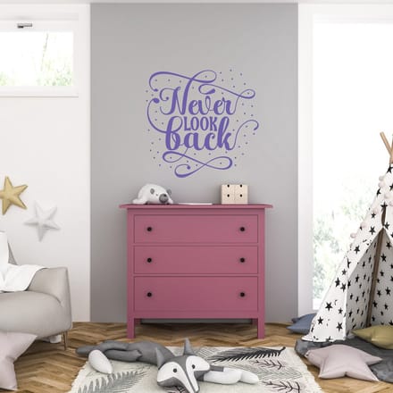 Muursticker - Never Look Back - 58 x 60 - Paars
