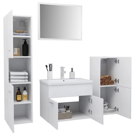 vidaXL - Badkamermeubelset - bewerkt - hout - wit